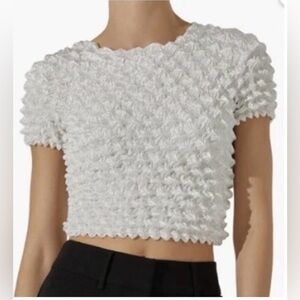 ASTR The Label Popcorn Satin Crop Top White XS